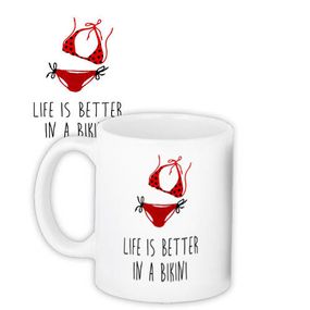 Кружка с принтом Life is better in a bikini 330 мл (KR_EX003)