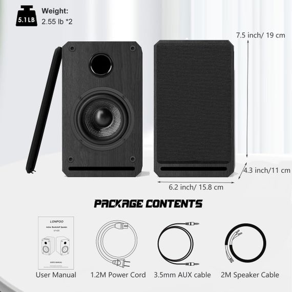 Активні колонки LONPOO LP-42s з Bluetooth, USB, входом AUX, виходом для навушників | Зображення 4