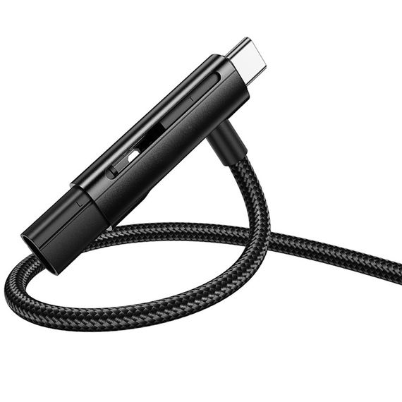 Дата кабель Hoco U135 Incredible 2in1 Type-C to Lightning/Type-C (1m) Black | Зображення 4