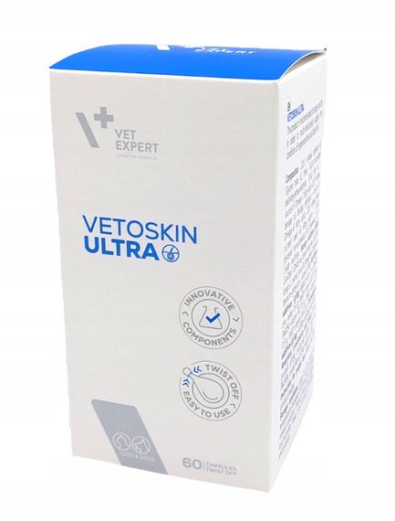 VetExpert VetoSkin Ultra витамины для здоровья кожи и шерсти у собак и кошек, 60 табл