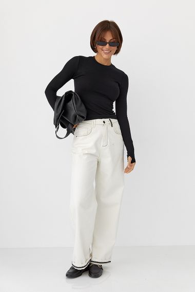 Однотонний еластичний лонг - чорний цвет, M (є розміри) | Зображення 2