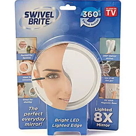 Портативне дзеркало у ванну зі світлодіодною підсвіткою Swivel Brite 360, колір білий