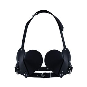 Лиф Сердце из натуральной кожи Feral Feelings - Hearts Bra Black Sex Aura