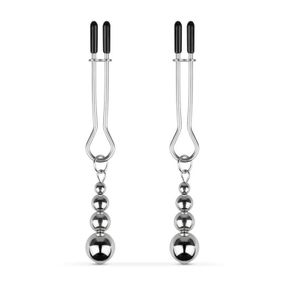Зажимы для сосков Bedroom Fantasies: Nipple Clamps with Beaded Chain - Silver sexstyle