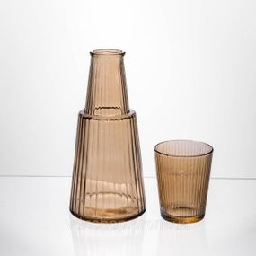 Глечик 800 мл зі склянкою 1 (шт) 250 (мл) графин для компоту соку води лимонаду глечик для напоїв Коричневий HP-19-TH-4