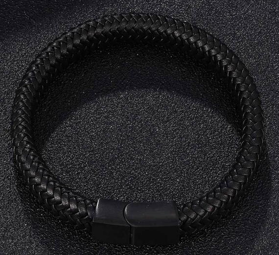 Чоловічий шкіряний браслет Primo Rock Lux 22 - Black | Зображення 1