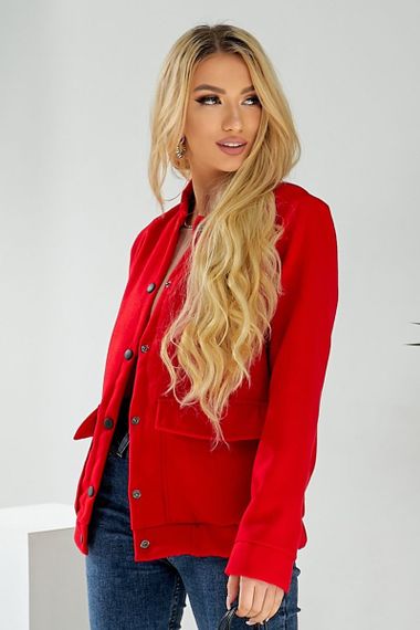 Бомбер женский искусственный кашемир, цвет красный, 257R325 | Зображення 3