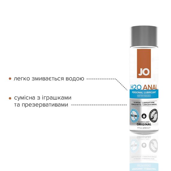 Анальна змазка System JO ANAL H2O — ORIGINAL на водній основі, рослинний гліцерин, 240 мл | Зображення 2