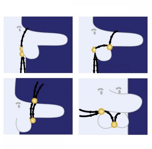 Ерекційне ласо рельєфне UPKO, силіконове, чорне, One Size | Зображення 1