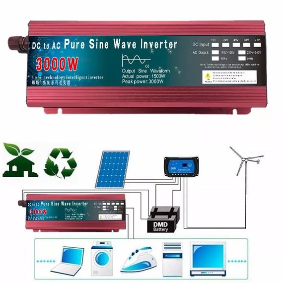 Інверторний перетворювач напруги з 12/220 вольтів чистий синус 3000w | Зображення 3