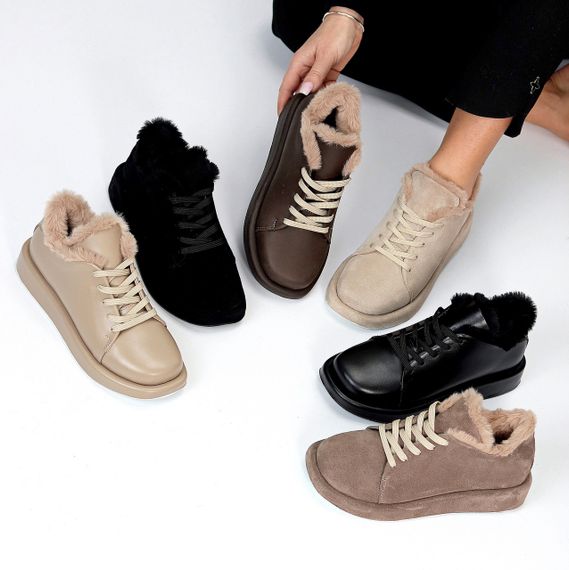 Мега стильні теплі чорні туфлі автоледі натуральна шкіра колір на вибір | Зображення 9