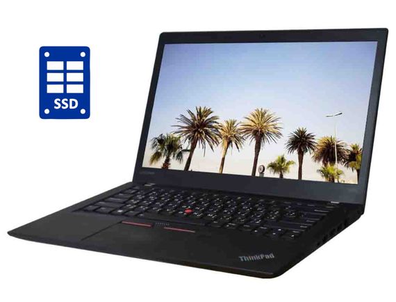 Ультрабук Lenovo ThinkPad T470 / 14" (1920x1080) IPS / Intel Core i3-7100U (2 (4) ядра 2.4 GHz) / 8 GB DDR4 / 256 GB SSD / Intel HD Graphics 620 / WebCam / Win 10 Home / Два АКБ б/в