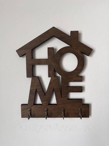 Ключниця настінна вертикальна Home (Будинок) венге на 4 гачки, вішалка тримач для ключів у передпокій з дерева | Зображення 3