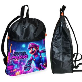 Рюкзак-мішок для взуття, спортивної форми Супер Маріо «Super Mario» дитяча сумка для змінки з розширювачем (01317)