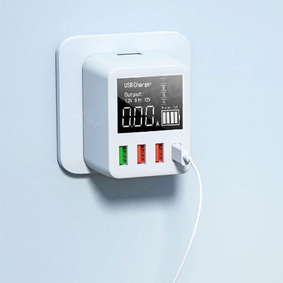 Сетевое зарядное устройство с экраном Addap WLX-A9T+, СЗУ на 3 USB + Type-C, 40W | Зображення 7
