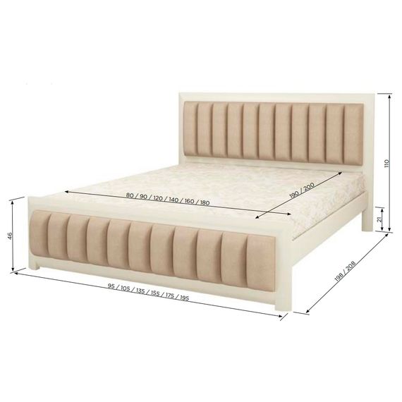 Двоспальне дерев'яне ліжко Mebigrand Барселона Б5 Горіх темний/Аляска 23 (Бежевий) 140х190 см (MBG-13086) | Зображення 2