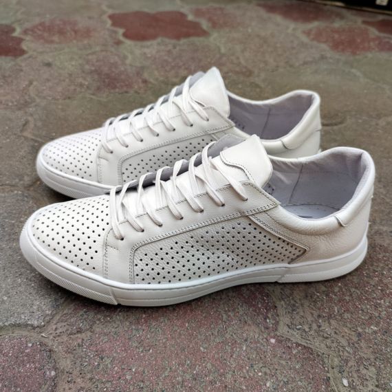 Чоловічі кеди з перфорацією 46 47 48 49 розмір. Білі кеди великого розміру! | Зображення 2