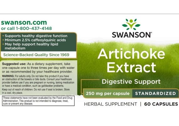 Артишок Swanson Artichoke Extract Standardized 250 mg 60 Caps | Зображення 1