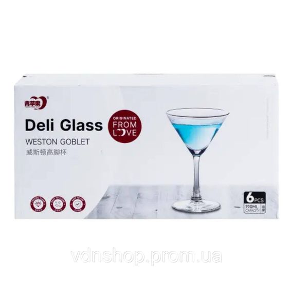 Набор бокалов на высокой ножке 6 штук по 190 мл 6 штук для мартини HP563 | Зображення 3