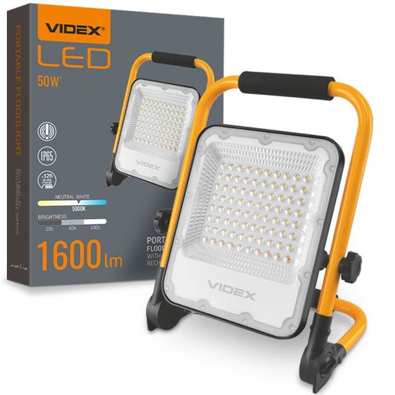LED прожектор акумуляторний PREMIUM VIDEX F2A 50W 5000K VL-F2A-505 переносний, складний | Зображення 2