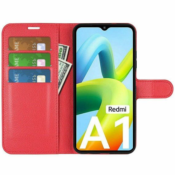 Чохол книжка з кишенями для карт на Xiaomi Redmi A1 колір Червоний | Зображення 1