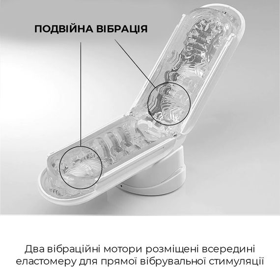 Вібромастурбатор Tenga Flip Zero Electronic Vibration White, змінна інтенсивність, розкладний | Зображення 2