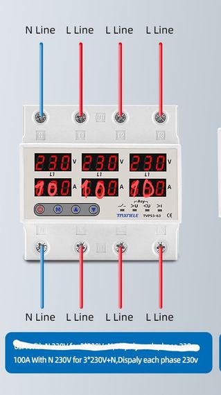 Трифазне реле напруги Taxnele 100а 230v*3 | Зображення 1