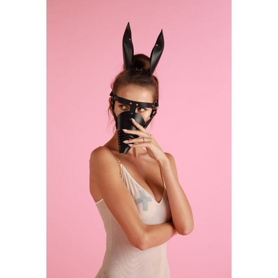 Маска Doberman зі шкіри, ручна робота, чорна