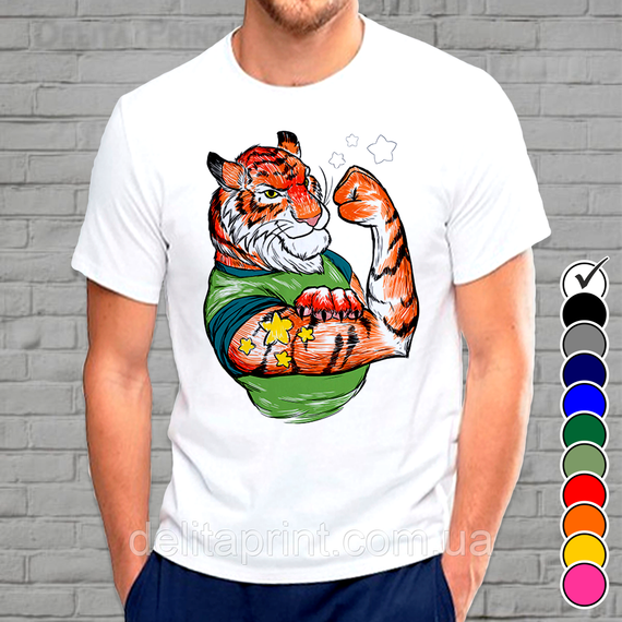 Футболка з новорічним принтом "Круті тигри - Тигр" Family Look Новий Рік