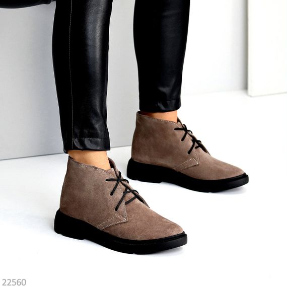 Модні практичні низькі черевики натуральна замша колір Капучіно | Зображення 2