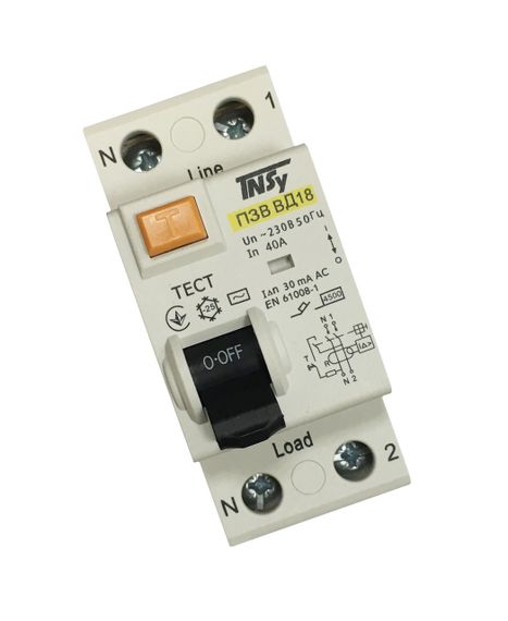 Вимикач диференційний ПЗВ ВД-18 2Р 40А 30мА тип АС електромеханічний Ny95506281 | Зображення 3