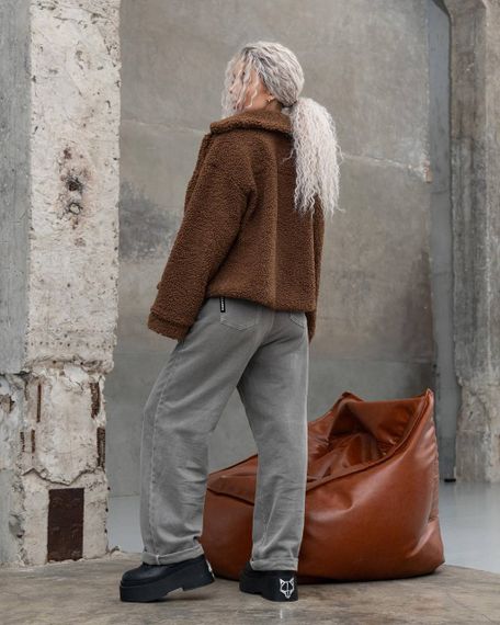 Женская короткая куртка мех Тедди, MN0002  цвет коричневый, размер М | Зображення 2