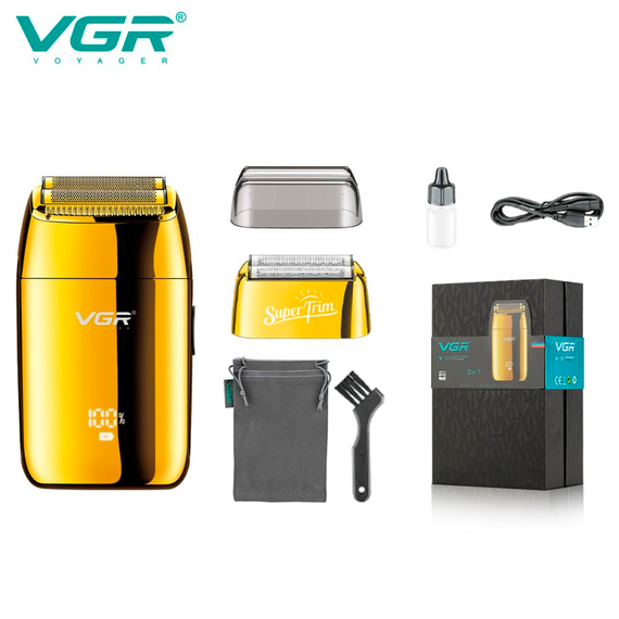Электробритва VGR V-399 GOLD шейвер, влагостойкая, дополнительная насадка, LED дисплей | Зображення 1