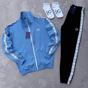 Костюм Fred Perry лампас кофта блакитна штани чорні + 2 пари носків у подарунок