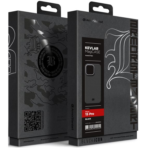 Чохол до мобільного телефона Armorstandart BlackIcon Kevlar MagCase Apple iPhone 15 Pro Black (ARM88536) | Зображення 1