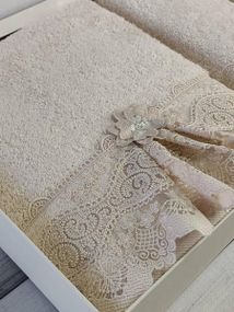 Полотенца Pupilla Romantik bej Пенье набор 2шт