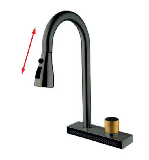 Змішувач для кухні Mixxus FOL-014 Graphite з висувною лійкою та функцією "водоспад" (MI6342)