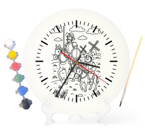 Дитячий набір для творчості годинник-розмальовка за мотивами Дон Кіхот (Мигель де Сервантес) 30 см (Г0037)
