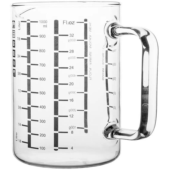 Мірний кухоль скляний Simax 1 л жароміцний з поділками для кухні та випічки (3843) | Зображення 1