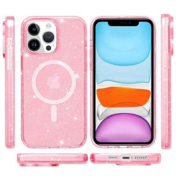 Чохол TPU Galaxy Sparkle (MagFit) для Apple iPhone 12 Pro / 12 (6.1") Pink+Glitter | Зображення 1