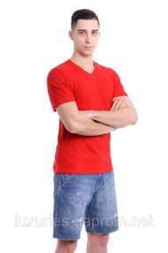 Футболка мужская с круглым вырезом Красная, L