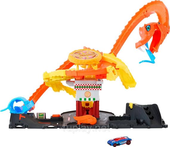 Трек Хот Вилс Сити Опасные существа Атака Кобры, Пиццерия Оригинал Hot Wheels City Pizza Slam Cobra Attack | Зображення 1