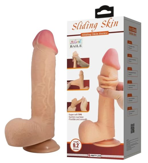 Фалоімітатор на присосці, з ефектом ковзної шкіри LyBaile - Sliding Skin 9,2'' Flesh, BW-008040LP Sex Aura | Зображення 1