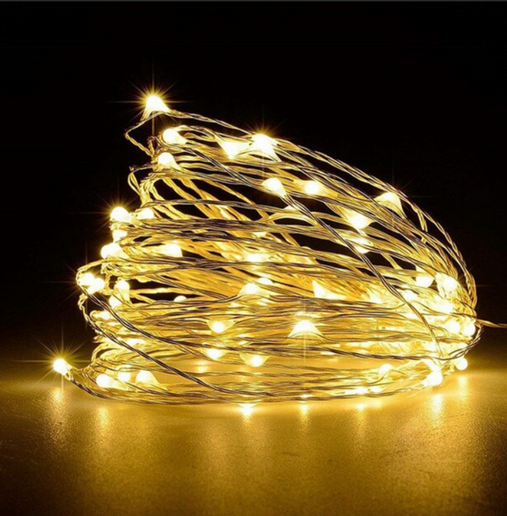 Светодиодная новогодняя гирлянда Роса 50 LED 5м теплый белый на батареках | Зображення 1