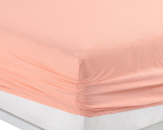 Простынь 90x200см трикотаж (джерси) на резинке с наволочками Персиковая | Зображення 2