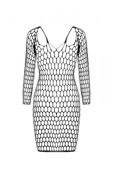 Бодістокінг-сукня з глибоким коміром Passion BS093 black, довгі рукави sexstyle | Зображення 5