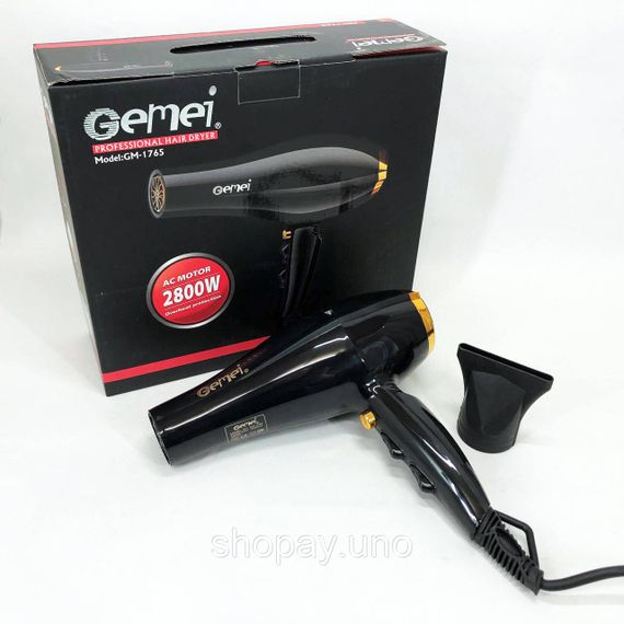 Професійний фен для укладання волосся з насадкою Gemei GM 1765 2800 Вт, Електрофен з насадками LN-13 | Зображення 1
