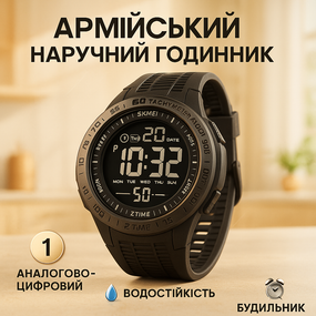 Стильний тактичний годинник для чоловіка SKMEI 2155BKBK, Водонепроникний електронний годинник VZ-41