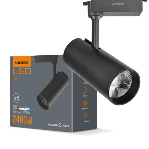 Світлодіодний світильник трековий VIDEX 30W 4100K чорний