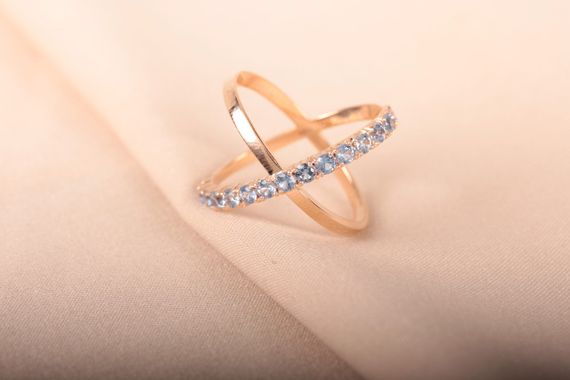 Кольцо из красного  золота с топазами | Зображення 6